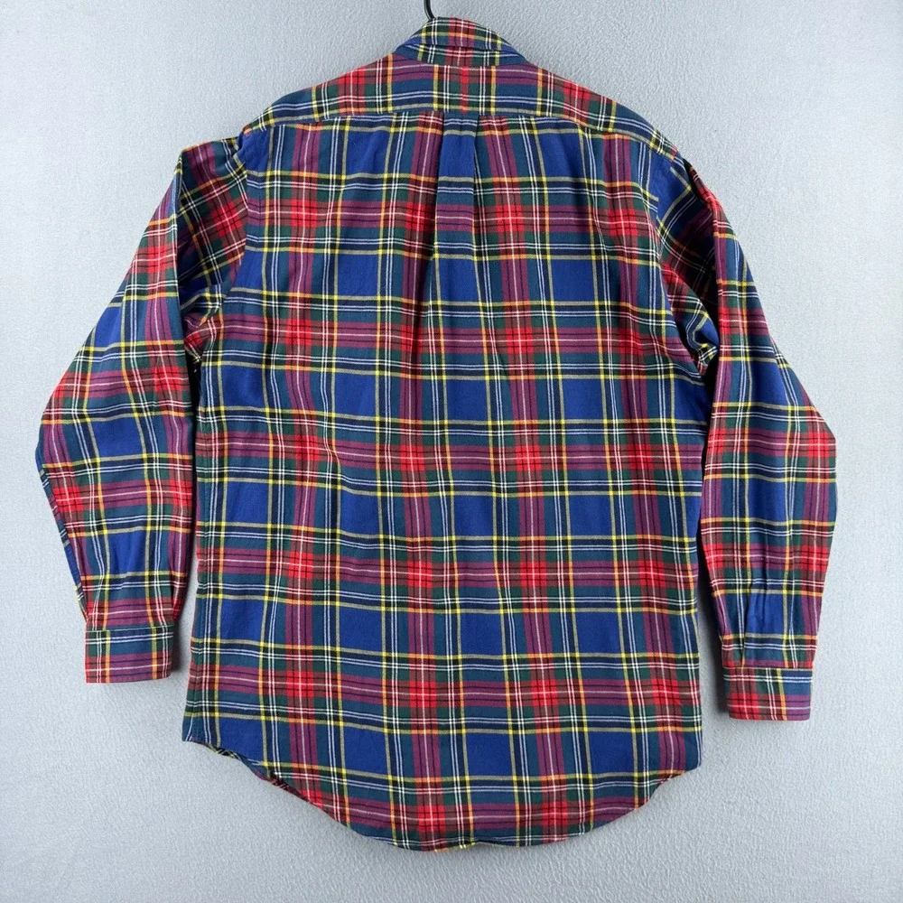 Vintage Polo Ralph Lauren Shirt Mens Large 80s Flannel Button Down Plaid USA
